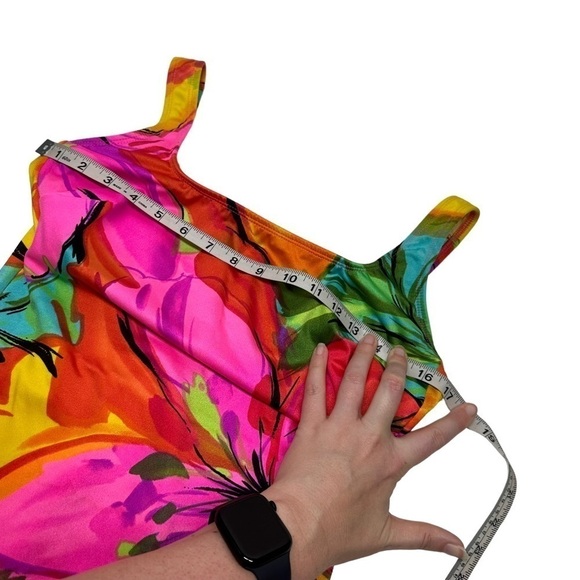 •- Vtg Y2K 90s Neon Swimsuit Cross Back One Piece AA - Picture 12 of 14